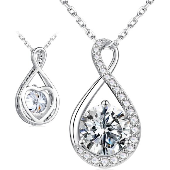 Valentines Day Gifts for Her - 1-3 ct Infinity Moissanite Necklace Lab Created